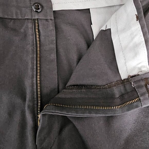 Cintas Comfort Flex Chino Flat Front Cotton Blend Gray Uniform Workwear Pants - Picture 5 of 7